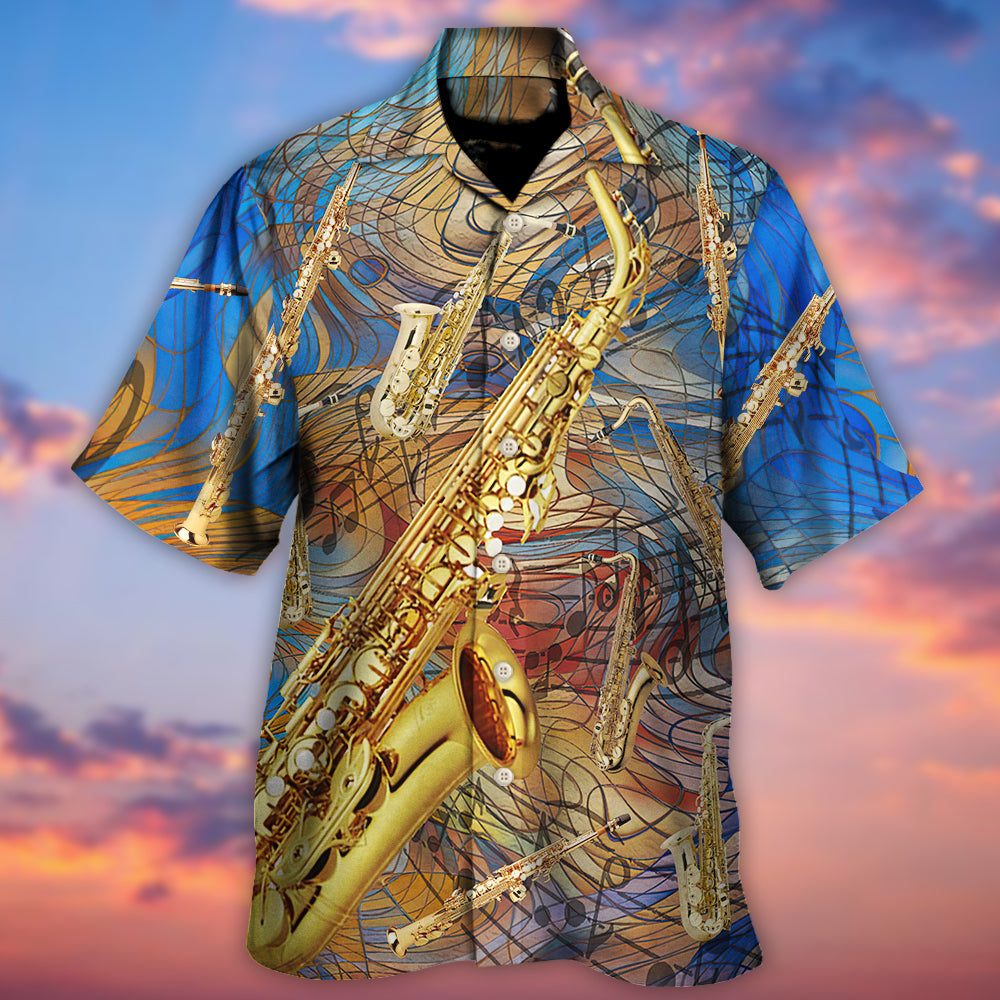 Saxophone Music Sound Hawaiian Shirt For Summer Vacation And Beach Travel