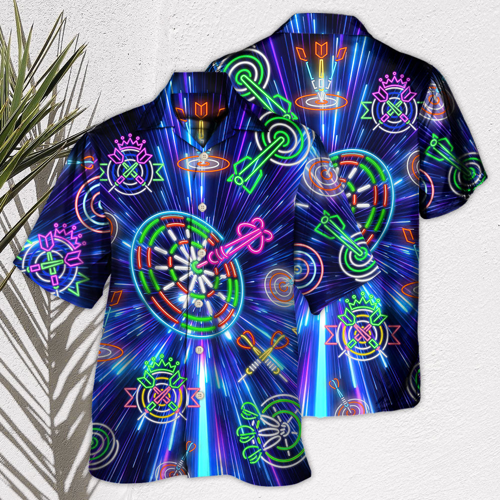 Neon Dart Light Sign Awesome Hawaiian Shirt Design Detail For Beach Days And Holiday Travel