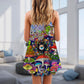 Hippie Mushroom Aliens Stay Hippie V-Neck Sleeveless Cami Dress For Summer Events And Comfortable Everyday Style