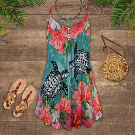 Turtle Is Beach Soul Limited 3 – Women's Summer Sleeveless V-Neck Camisole Dress