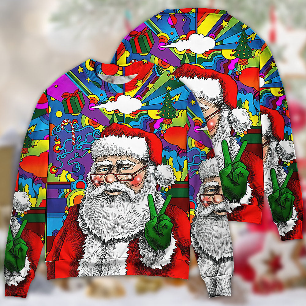 Hippie Christmas Santa Claus Sweater For Holiday Parties Family Gatherings And Seasonal Gift Giving