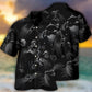 Creative Bold Black Cat Design Hawaiian Shirt Relaxed Style View For Vacation Style
