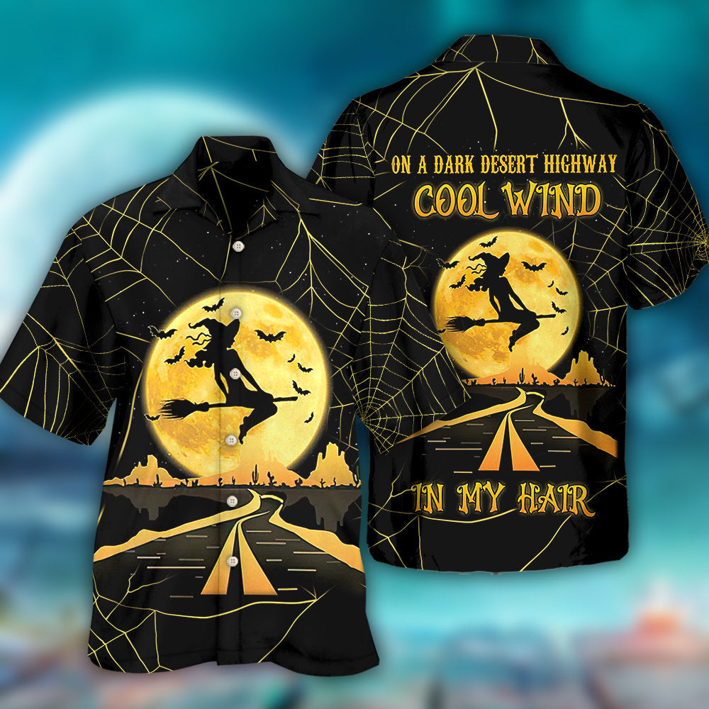 Halloween Witch Hawaiian Shirt Summer Design Detail For Tropical Vacations