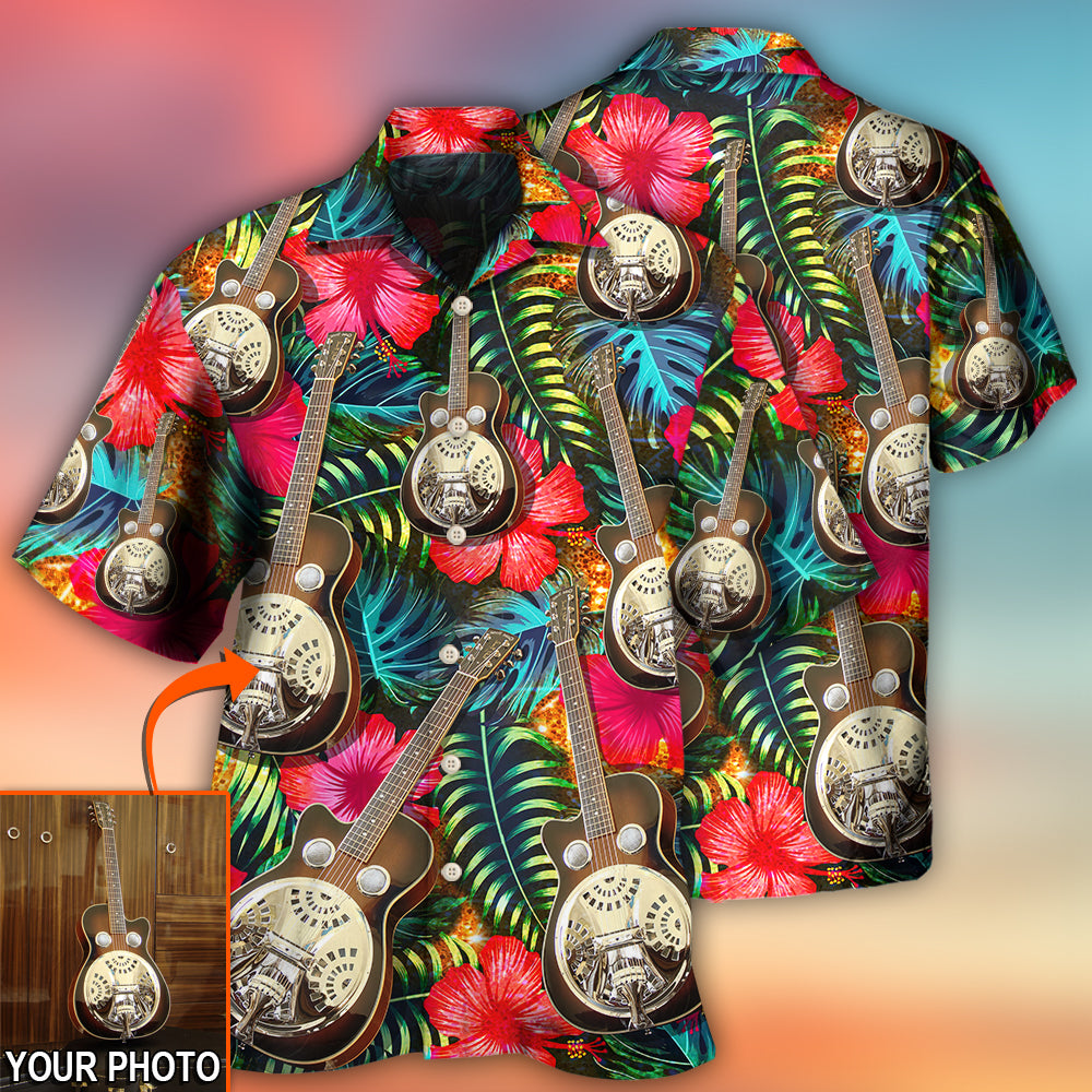 Tropical Guitar Various Custom Photo Hawaiian Shirt Pattern Detail For Summer Holidays And Outdoor Fun