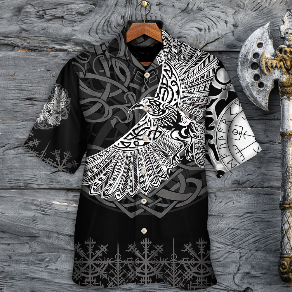 Norse Warrior Raven Valhalla Hawaiian Shirt For Beach Parties And Weekend Getaways