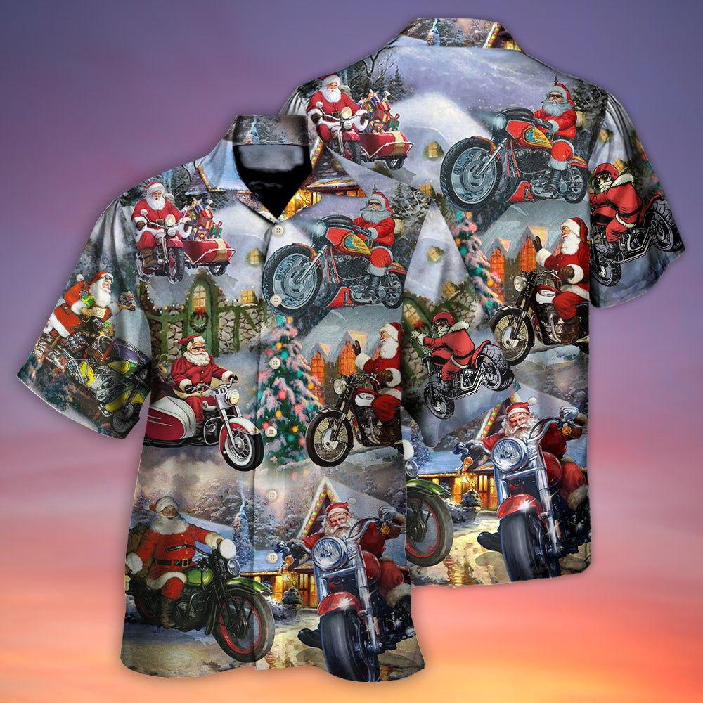 Motorcycle Christmas Driving Bicycle Gift Light Hawaiian Shirt For Poolside Relaxation And Sunny Getaways