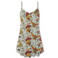 Christmas Ancient Warrior Symbols V-Neck Sleeveless Cami Dress For Holiday Parties And Relaxed Vacation Wear