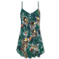 Cat Powered Tropical Island V-Neck Sleeveless Cami Dress For Vacations And Casual Warm Weather Wear