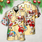 Christmas Santa Eating Pizza Yummy Hawaiian Shirt Artwork Detail For Tropical Trips And Casual Outings