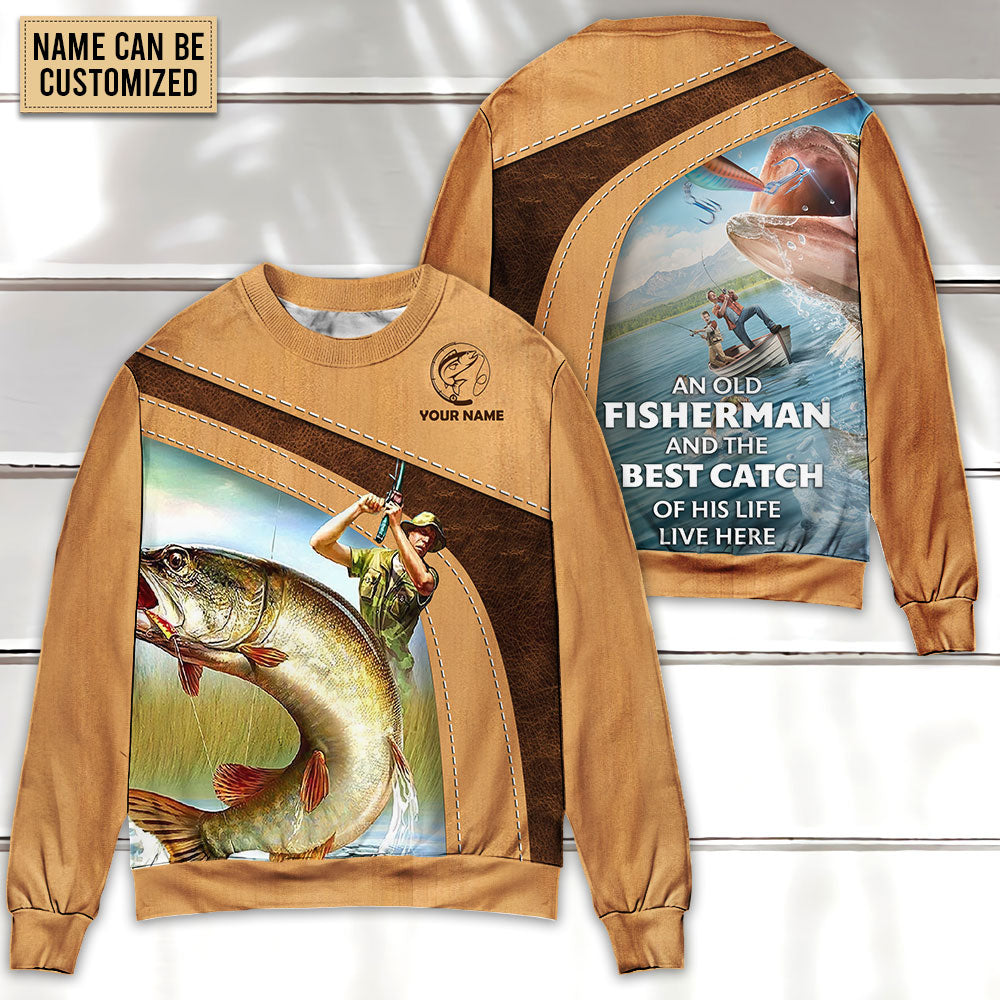 Old Fisherman And Big Catch Sweater For Travel Holidays Casual Events And Comfortable Styling