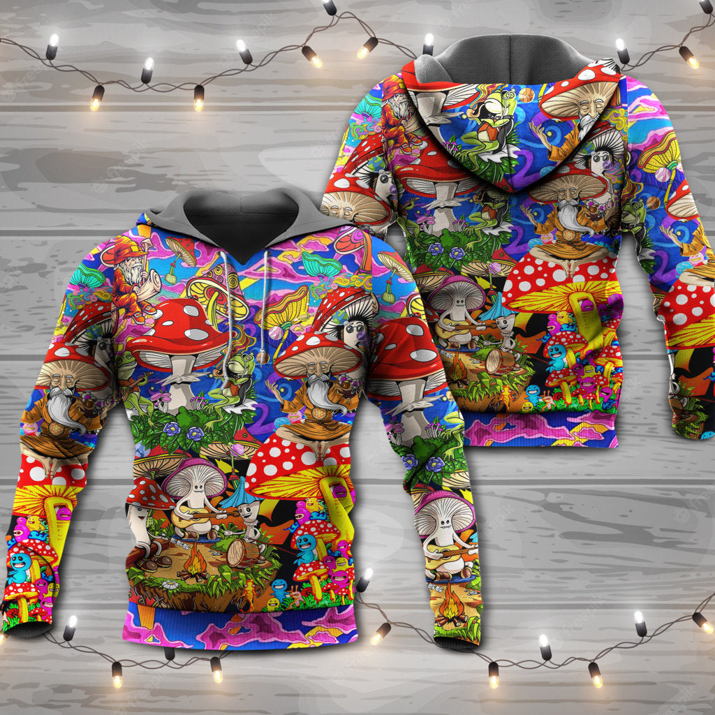 Hippie Happy Mushroom Together Hoodie For Boho Enthusiasts Seasonal Trips And Thoughtful Gifts