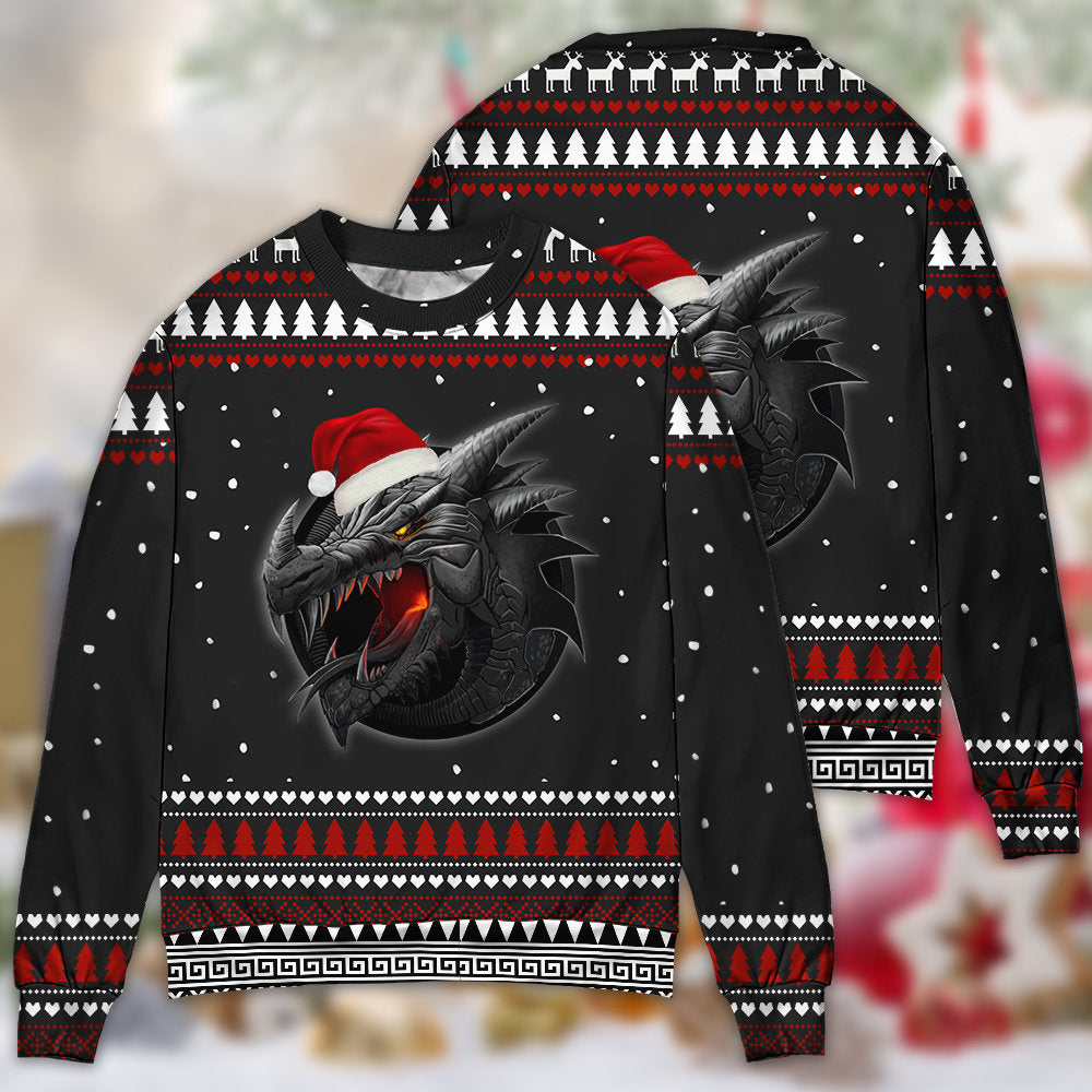 Dragon Merry Christmas Strong Power Sweater For Festive Parties Family Photos And Comfortable Seasonal Wear