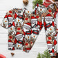 Cute Santa And Holiday Reindeer Short Sleeve Pajamas Set For Christmas Sleepwear And Family Lounging