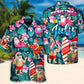Tropical Christmas July Santa Hawaiian Shirt For Christmas Gatherings, Resort Trips, And Cheerful Seasonal Style