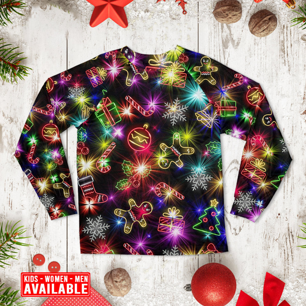 Christmas Tree Gifts Cookies And Gingerbread Long Sleeve Pajamas Set For Holiday Travel And Comfortable Home Wear