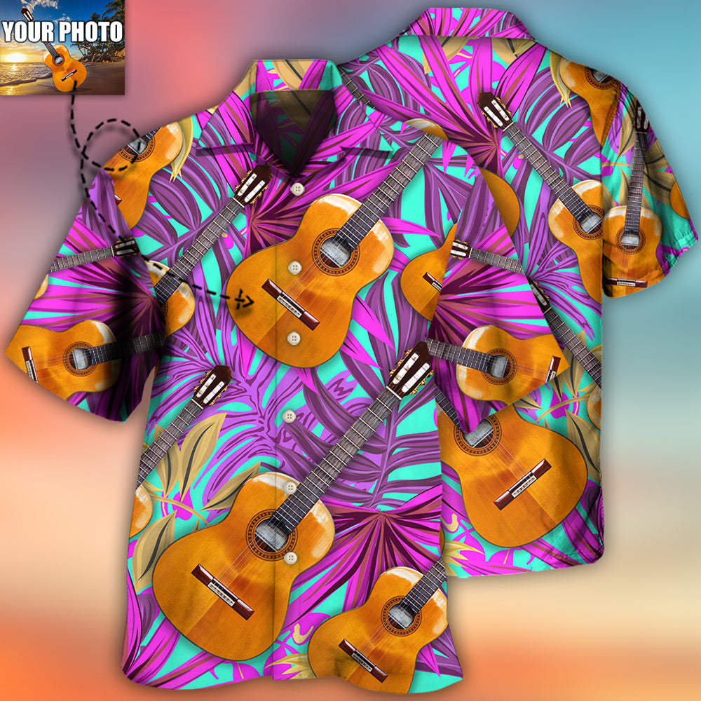 Guitar Various Custom Photo Hawaiian Shirt For Vacation Days And Relaxed Coastal Outings