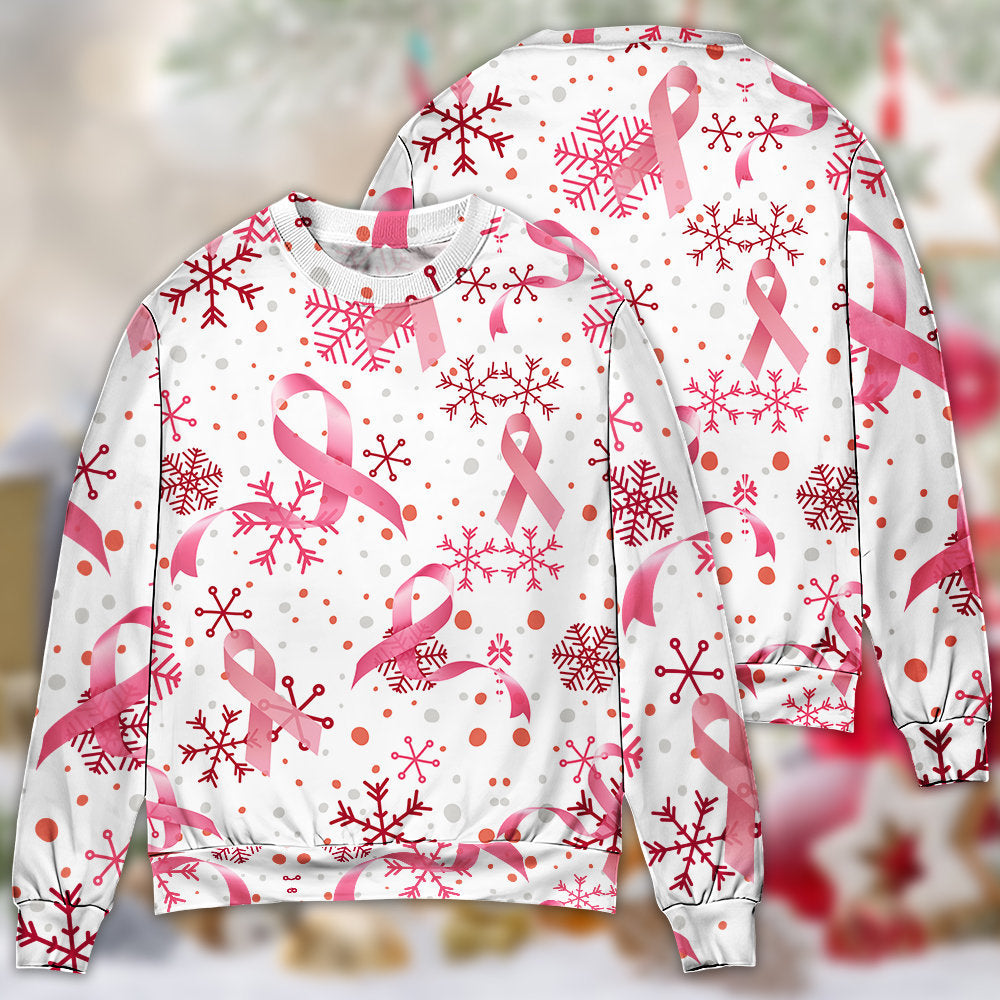 Breast Cancer Pink Ribbon Merry Christmas Sweater For Holiday Parties Family Gatherings And Seasonal Gift Giving