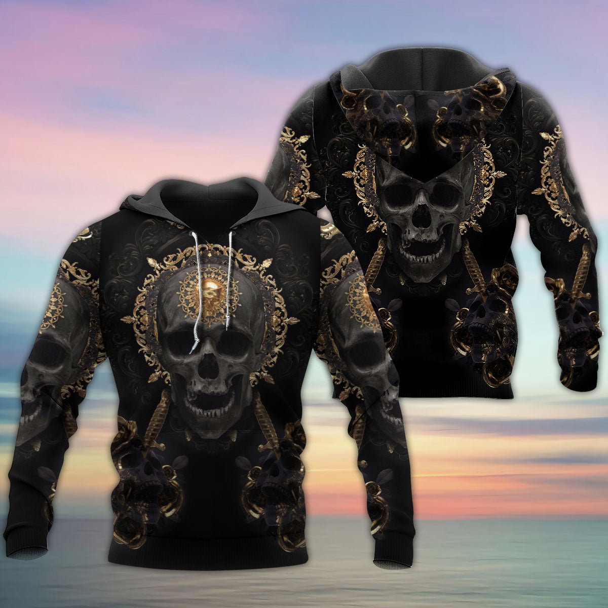 Golden Skull True King Hoodie For Alternative Fashion Events And Relaxed Everyday Wear