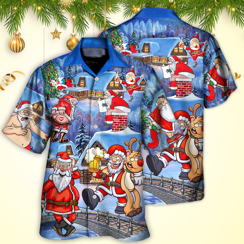 Christmas Santa Hawaiian Shirt Creative Print View For Summer Travel