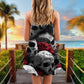 Skull Love Rose Gothic Style V-Neck Sleeveless Cami Dress For Festivals Travel And Relaxed Casual Summer Wear