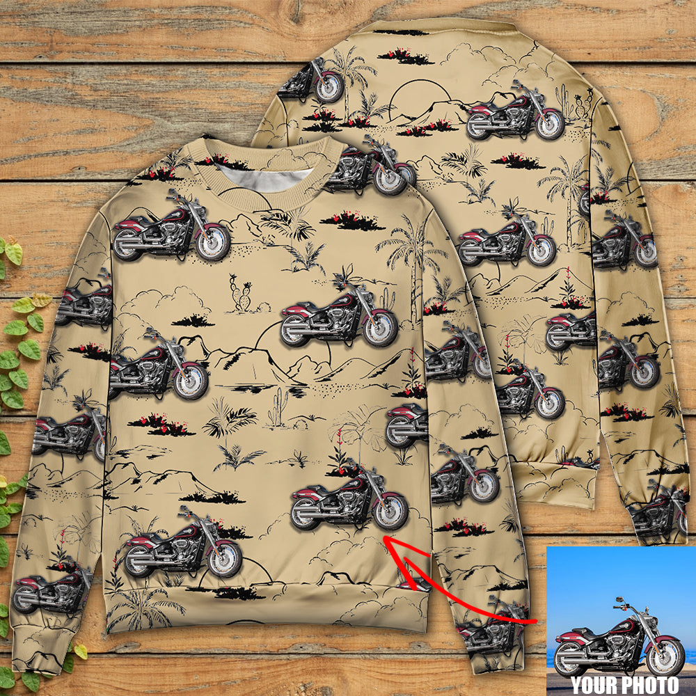 Motorcycle Desert Cactus Mountain Sweater For Motorsport Fans Travel Parties And Relaxed Daily Outfits
