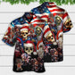 Skull Christmas US Flag Horror Skeleton Hawaiian Shirt Pattern View For Lightweight Everyday Style