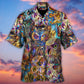 Neon Colorful Owl Wild Animal Hawaiian Shirt For Vacation Days And Relaxed Coastal Outings