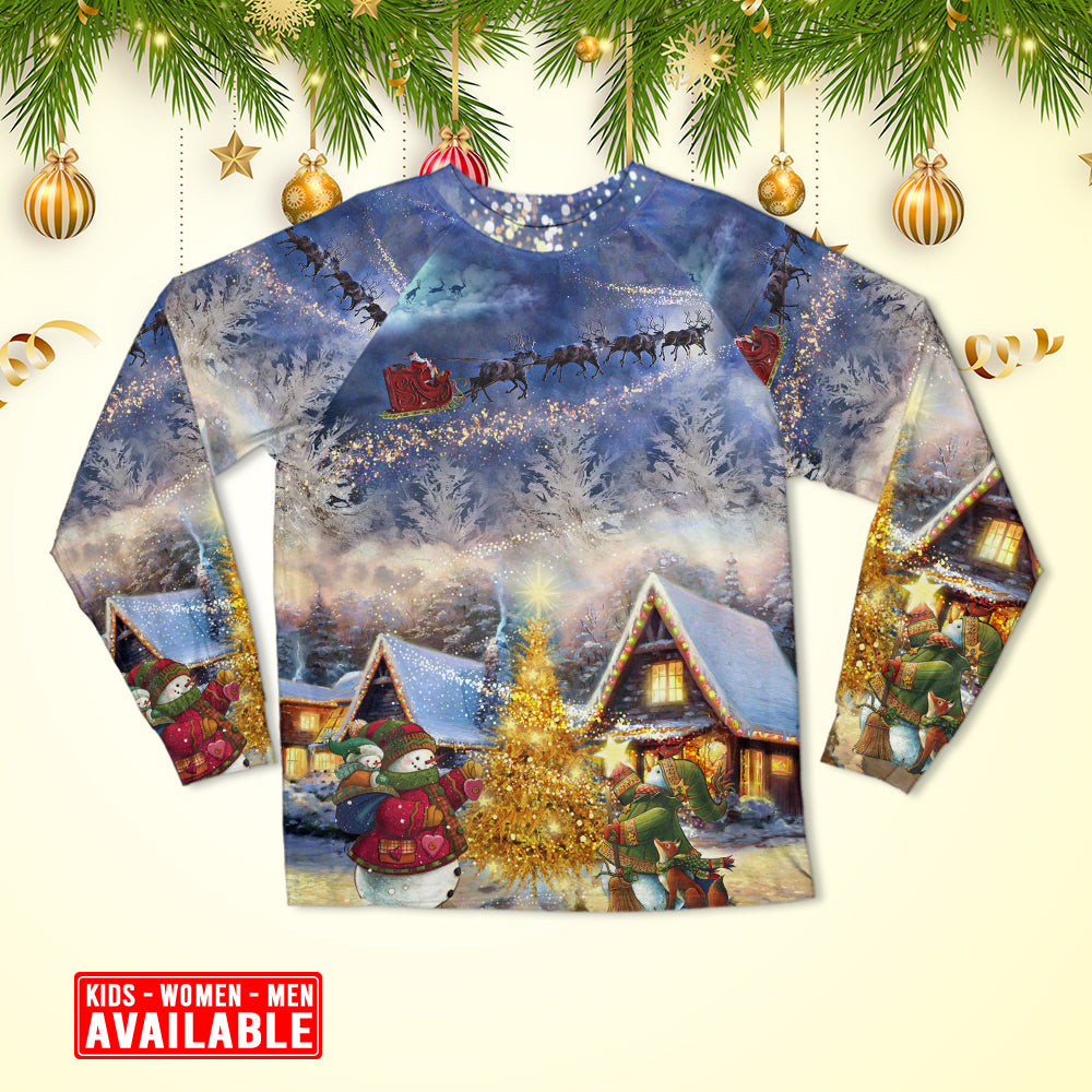 Santa Reindeer Snowman Family Holiday Long Sleeve Pajamas Set For Festive Sleepovers And Family Photos