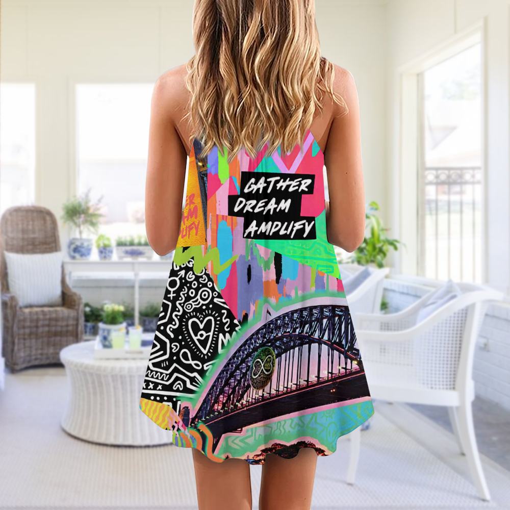 Colorful Pride Festival V-Neck Sleeveless Cami Dress For Vacations Parties And Expressive Warm Weather Styling