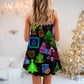 Christmas Celebration Neon Party V-Neck Sleeveless Cami Dress For Holiday Parties And Relaxed Vacation Wear