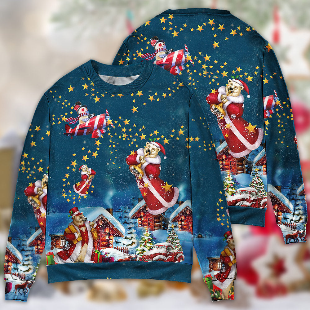 Christmas Bear Santa Happy Holiday Sweater For Festive Parties Family Photos And Comfortable Seasonal Wear