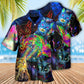 Glowing Neon Cat Psychedelic Galaxy Hawaiian Shirt For Resort Getaways And Comfortable Summer Activities