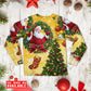 Santa And Golden Christmas Tree Long Sleeve Pajamas Set For Holiday Bedtime And Cozy Home Wear