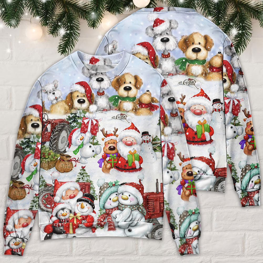 Santa And Snowman Joyful Companions Sweater For Festive Parties Family Photos And Comfortable Seasonal Wear