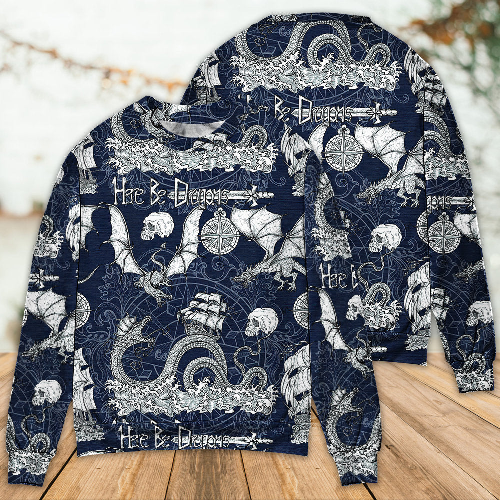 Dragon Skull Old Ship Sea Sweater For Bold Streetwear Travel And Relaxed Everyday Styling