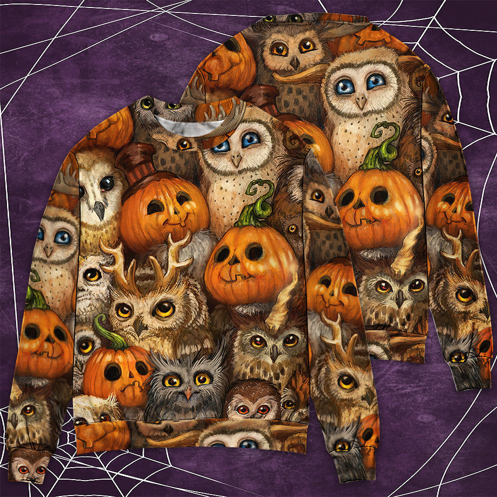 Halloween Owl Pumpkin Sweater For Alternative Outfits Seasonal Events And Everyday Comfort