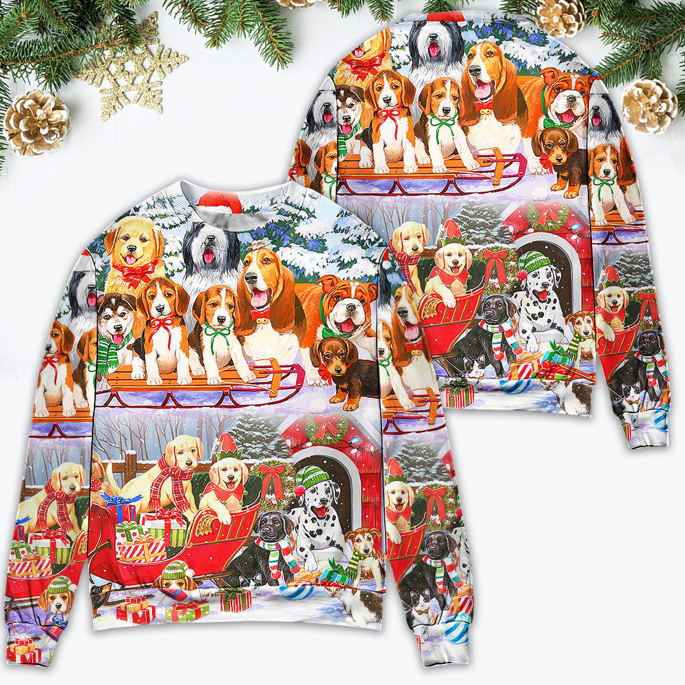 Dog Snowman Christmas Tree Merry Sweater For Winter Celebrations Family Events And Relaxed Seasonal Styling