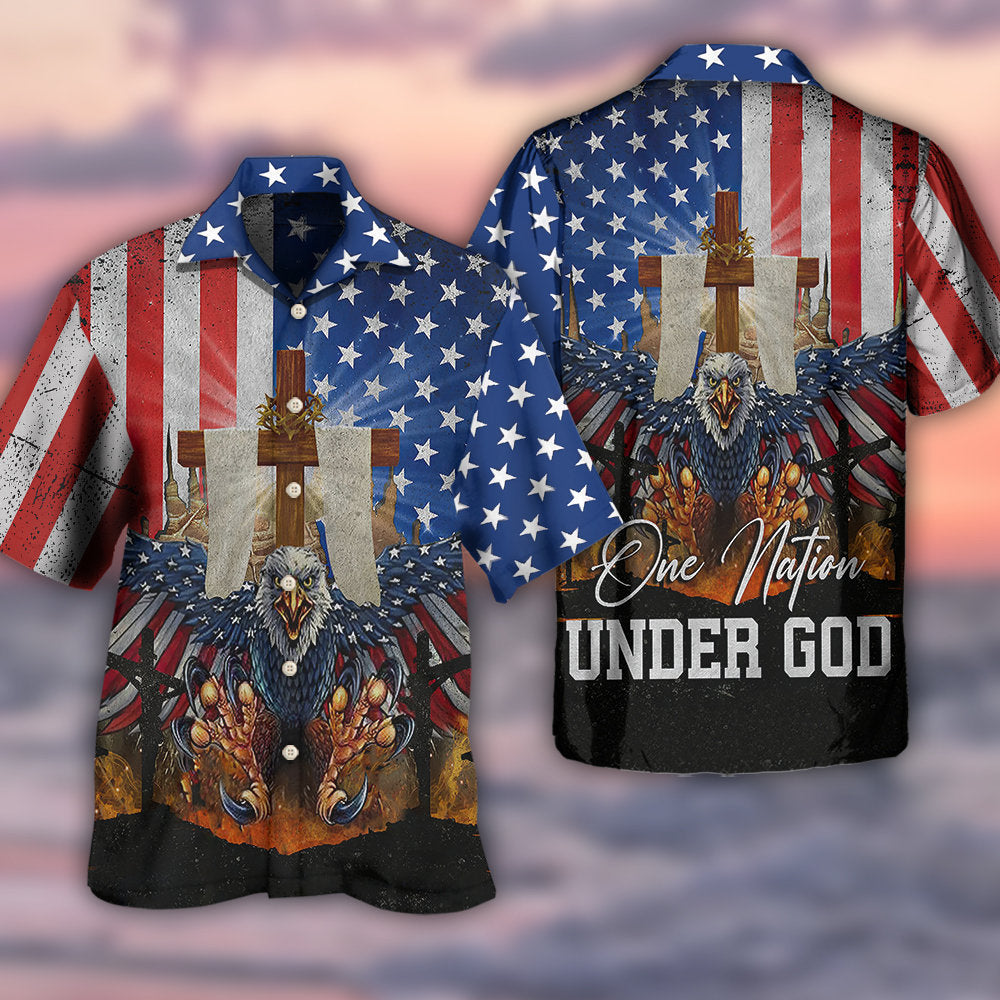 Eagle American Nation Faith Hawaiian Shirt Pattern View For Lightweight Everyday Style