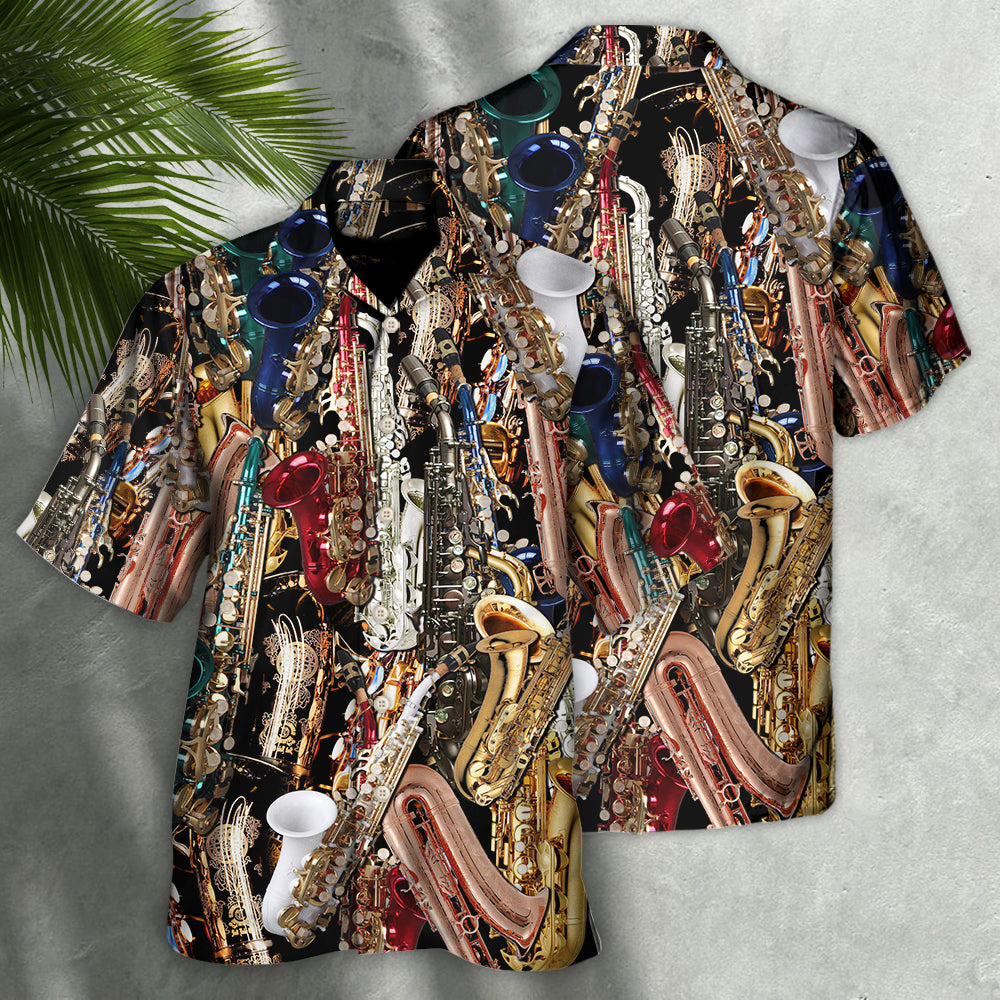 Saxophone Therapy Hawaiian Shirt Artwork View For Weekend Travel And Beach Style