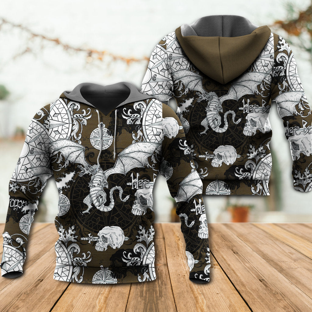 Gothic Dragon Skull Flight Hoodie For Dark Themed Outfits Outdoor Trips And Casual Comfort