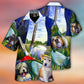 Funny Golf Dog Hawaiian Shirt Detailed Pattern View For Weekend Trips