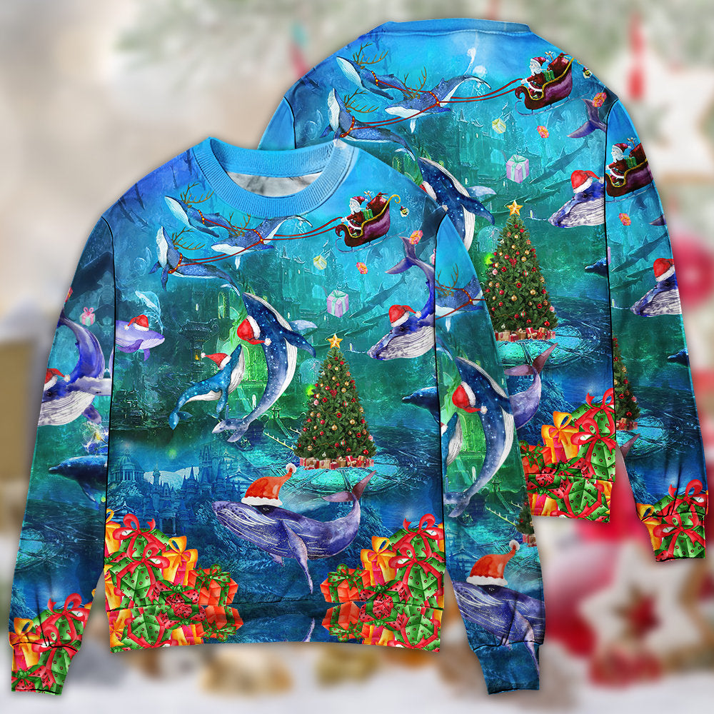 Christmas Whales Under The Sea Sweater For Festive Parties Family Photos And Comfortable Seasonal Wear