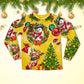 Happy Snowman Christmas Tree Lights Long Sleeve Pajamas Set For Festive Sleepovers And Family Photos