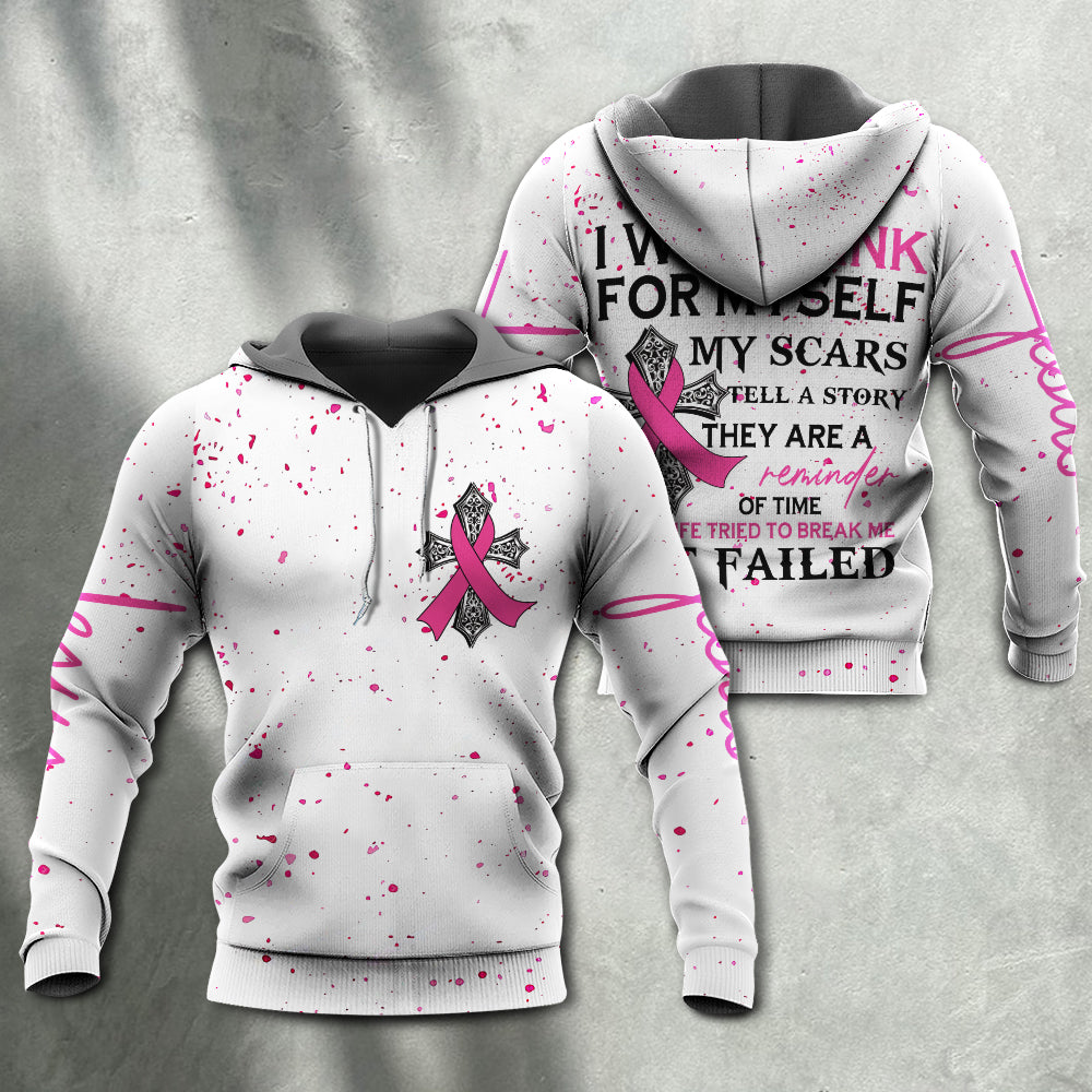 Pink Breast Cancer Awareness Ribbon Message Hoodie For Supportive Everyday Style Seasonal Events And Gifting