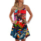 Christmas Spreading Love Santa Theme – Women's Summer Sleeveless V-Neck Camisole Dress