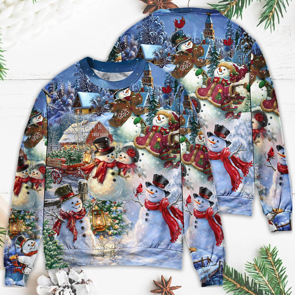 Christmas Snowman Happy Couple Sweater For Family Gatherings Winter Travel And Everyday Seasonal Comfort