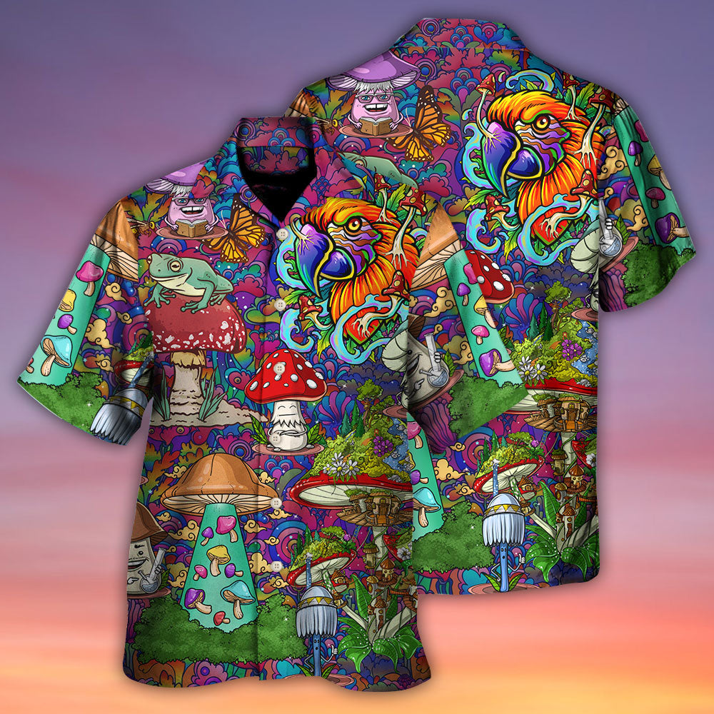 Bohemian Mushroom Peace Hawaiian Shirt For Coastal Adventures And Warm Weather Wear