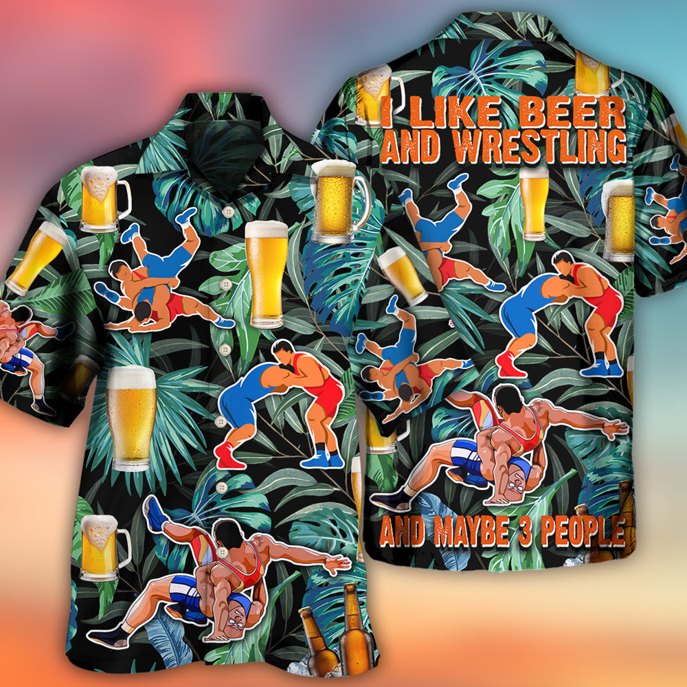 Tropical Beer Wrestling Hawaiian Shirt For Resort Getaways And Comfortable Summer Activities