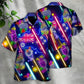 Neon Tropical Cocktail Party Bar Hawaiian Shirt Creative Print View For Resort Wear