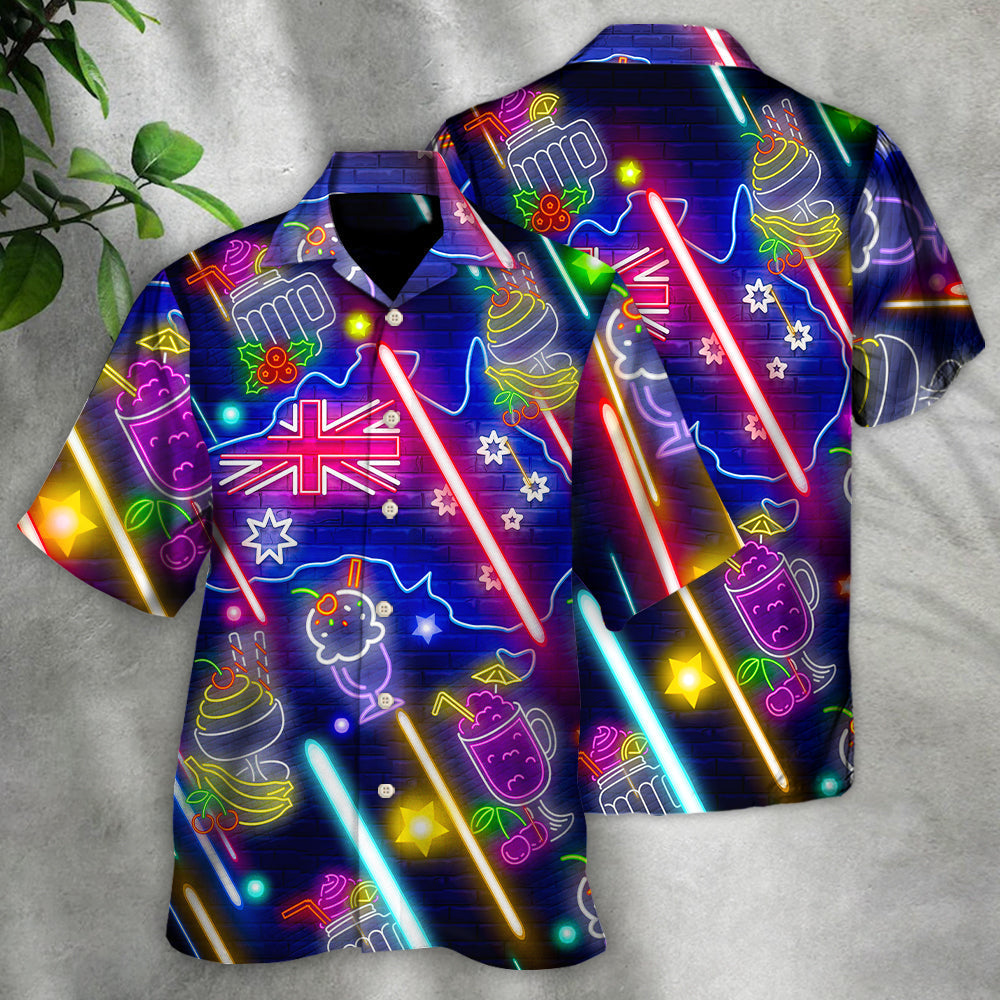 Neon Tropical Cocktail Party Bar Hawaiian Shirt Creative Print View For Resort Wear